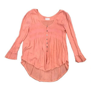 Altar’d State Coral Pink Lace Detail Boho Blouse M